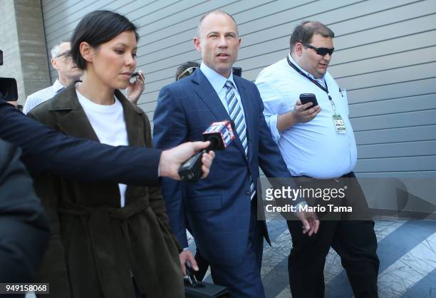 Michael Avenatti , attorney for Stephanie Clifford, also known as adult film actress Stormy Daniels, speaks to reporters as he leaves the U.S....