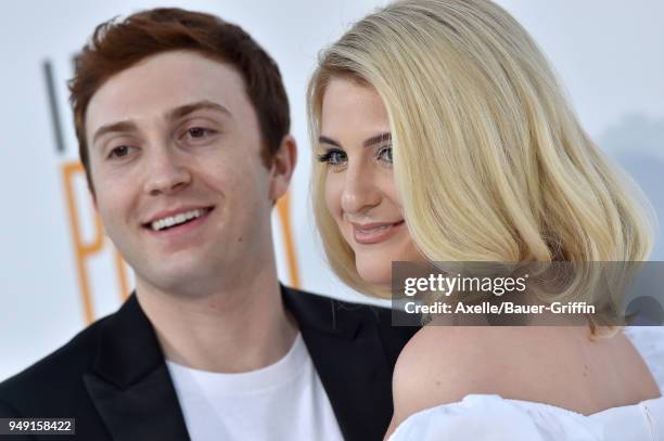 Actor Daryl Sabara and singer Meghan Trainor arrive at the premiere of STX Films' 'I Feel Pretty' at Westwood Village Theatre on April 17, 2018 in...