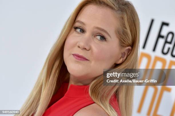 Actress Amy Schumer arrives at the premiere of STX Films' 'I Feel Pretty' at Westwood Village Theatre on April 17, 2018 in Westwood, California.