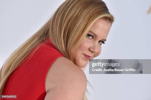 Actress Amy Schumer arrives at the premiere of STX Films' 'I Feel Pretty' at Westwood Village Theatre on April 17, 2018 in Westwood, California.