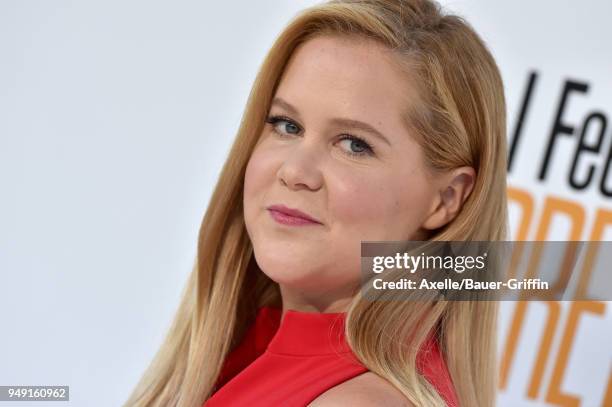 Actress Amy Schumer arrives at the premiere of STX Films' 'I Feel Pretty' at Westwood Village Theatre on April 17, 2018 in Westwood, California.