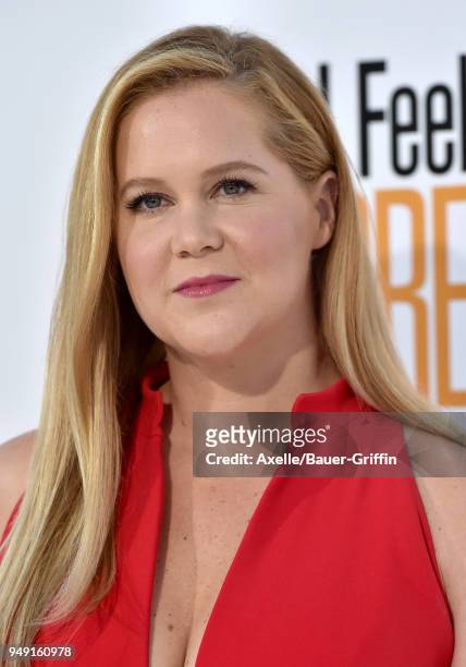 Actress Amy Schumer arrives at the premiere of STX Films' 'I Feel Pretty' at Westwood Village Theatre on April 17, 2018 in Westwood, California.