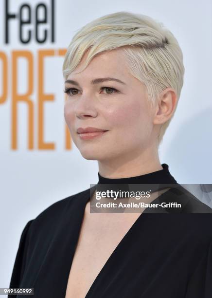 Actress Michelle Williams arrives at the premiere of STX Films' 'I Feel Pretty' at Westwood Village Theatre on April 17, 2018 in Westwood, California.