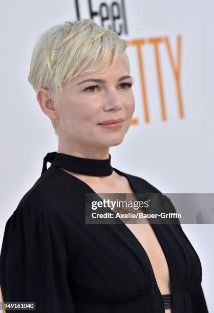 Actress Michelle Williams arrives at the premiere of STX Films' 'I Feel Pretty' at Westwood Village Theatre on April 17, 2018 in Westwood, California.