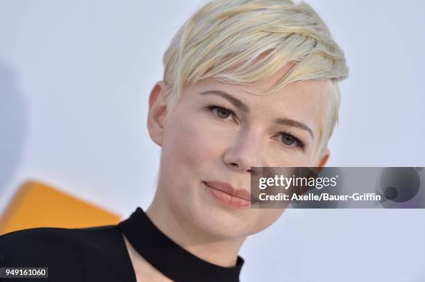 Actress Michelle Williams arrives at the premiere of STX Films' 'I Feel Pretty' at Westwood Village Theatre on April 17, 2018 in Westwood, California.