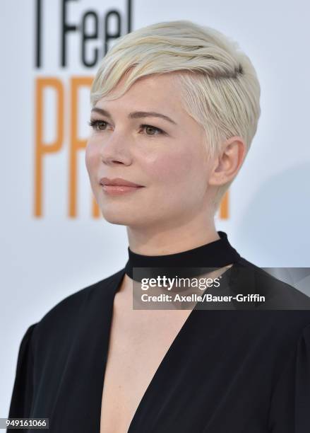 Actress Michelle Williams arrives at the premiere of STX Films' 'I Feel Pretty' at Westwood Village Theatre on April 17, 2018 in Westwood, California.