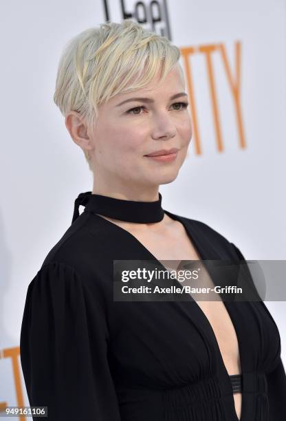 Actress Michelle Williams arrives at the premiere of STX Films' 'I Feel Pretty' at Westwood Village Theatre on April 17, 2018 in Westwood, California.