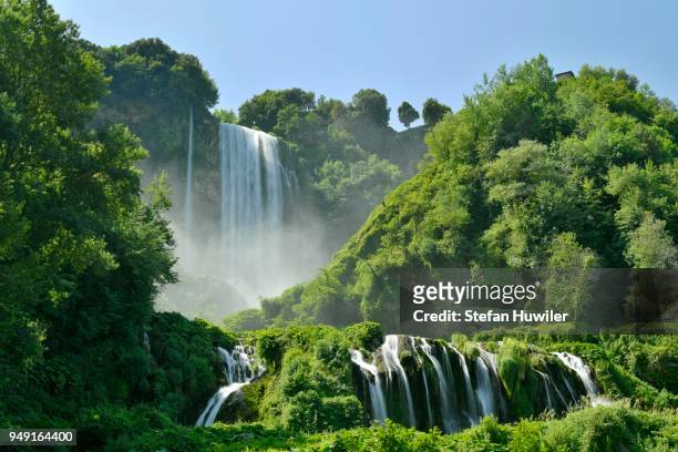 man-made waterfall, marmore waterfalls, cascate delle marmore, umbria, italy - marmore foto e immagini stock