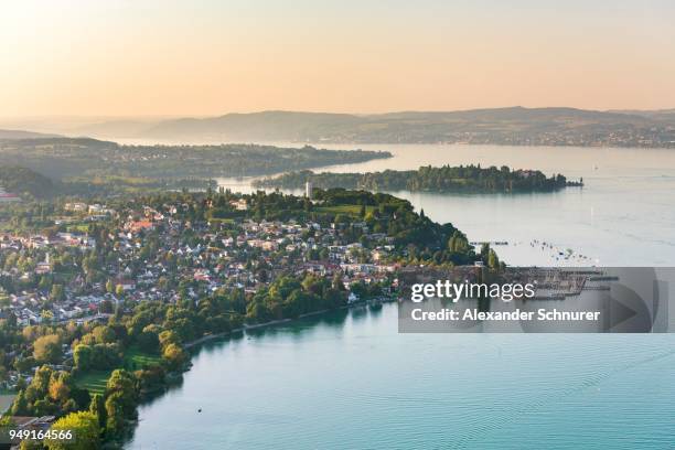 aerial view, lake ueberlingen, konstanz, baden-wuerttemberg, germany - lake constance bildbanksfoton och bilder