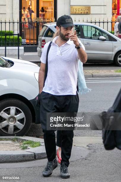 Dancer and choregrapher Benjamin Millepied arrives at the Theatre des Champs-Elysees on Avenue Montaigne on April 20, 2018 in Paris, France.