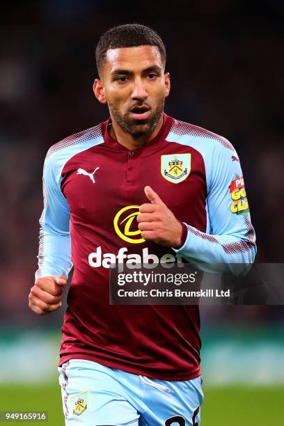 Aaron Lennon of Burnley looks on during the Premier League match between Burnley and Chelsea at Turf Moor on April 19, 2018 in Burnley, England.