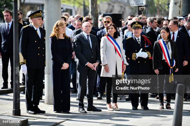 Le Ministre de l'interieur, Gerard Collomb and Mayor of Paris Anne Hidalgo paid tribute on Friday 20 April 2018 to the Police Captain, Mr Xavier...