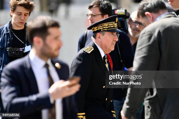 Paris Police Headquarters Michel Delpuech during tribute on Friday 20 April 2018 to the Police Captain, Mr Xavier Jugélé, of the 32nd Intervention...