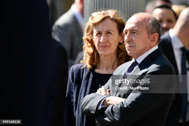 Nicole Belloubet, la Ministre de la Justice et Garde des Sceaux and French Interior Minister, Gerard Collomb paid tribute on Friday 20 April 2018 to...