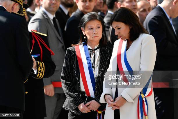 Mayor of Paris Anne Hidalgo paid tribute on Friday 20 April 2018 to the Police Captain, Mr Xavier Jugélé, of the 32nd Intervention Company of the...