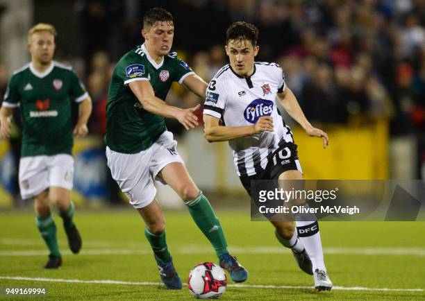 Dundalk , Ireland - 20 March 2018; Jamie McGrath of Dundalk in action against Eoin Toal of Derry City during the SSE Airtricity League Premier...