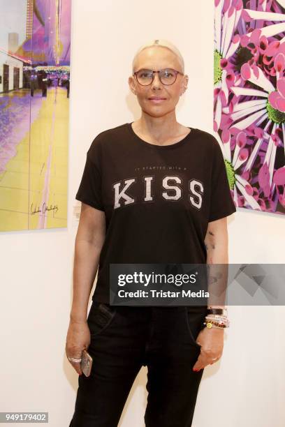 Natascha Ochsenknecht during her exhibition opening at Walentowski Galleries on April 20, 2018 in Hamburg, Germany.