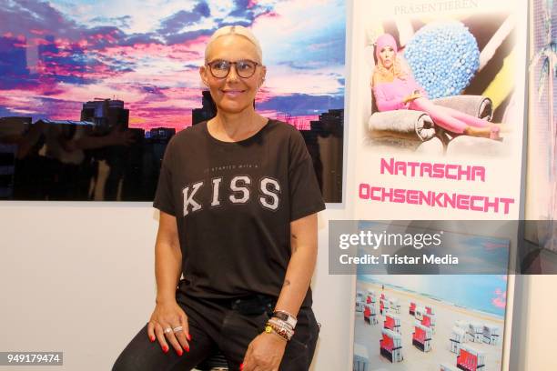 Natascha Ochsenknecht during her exhibition opening at Walentowski Galleries on April 20, 2018 in Hamburg, Germany.