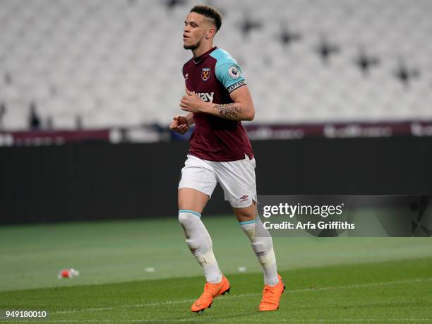 Marcus Browne of West Ham United in action during the Premier League 2 match between West Ham United and Arsenal at London Stadium on April 20, 2018...