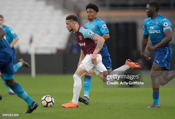 Marcus Browne of West Ham United in action during the Premier League 2 match between West Ham United and Arsenal at London Stadium on April 20, 2018...