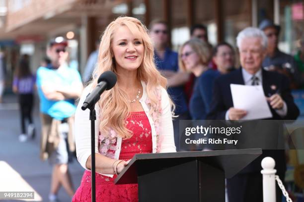 Christina Riggs attends The Palm Springs Walk of Stars honoring Debbie Gibson with a Star Dedication Ceremony on April 20, 2018 in Palm Springs,...