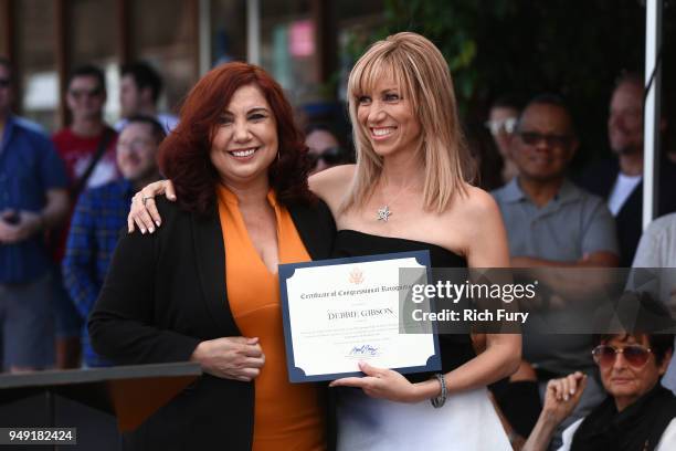 Jackie Lopez and Debbie Gibson attend The Palm Springs Walk of Stars honoring Debbie Gibson with a Star Dedication Ceremony on April 20, 2018 in Palm...
