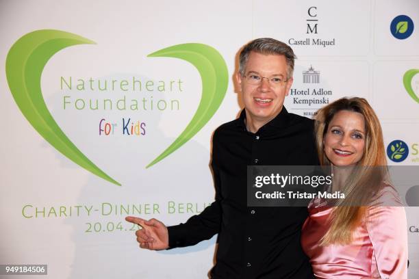 Frank Thelen and his wife Nathalie Thelen-Sattler attend the Leon Heart Foundation Charity Dinner at Hotel Adlon Kempinski on April 20, 2018 in...