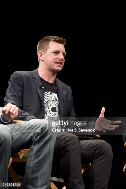 Director Tom Dumican speaks onstage at Tribeca Talks: Sound & Music Design for Film during the 2018 Tribeca Film Festival at SVA Theatre on April 20,...
