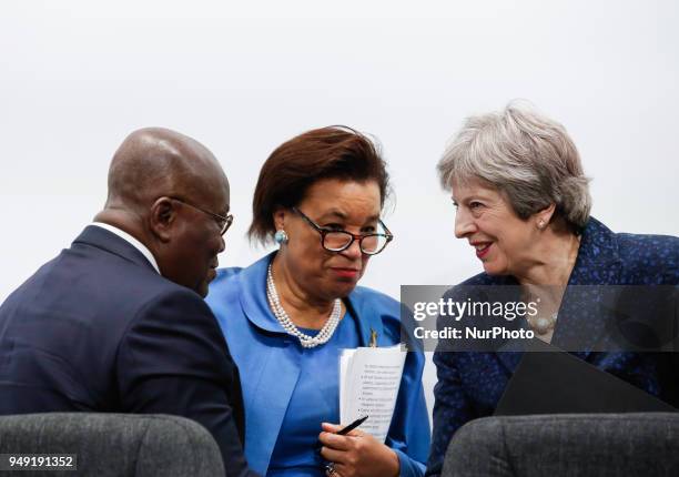 Addo Dankwa Akufo-Addo, President of Ghana, Patricia Scotland, Secretary General of the Commonwealth and Theresa May, Prime Minister of the United...