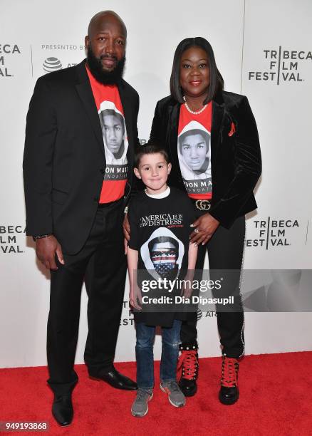 Tracy Martin and Sybrina Fulton attend the "Rest In Power: The Trayvon Martin Story" premiere during the 2018 Tribeca Film Festival at BMCC Tribeca...