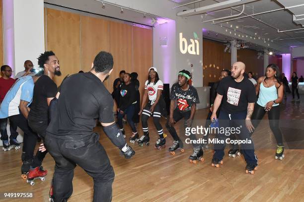 View of guests roller skating during the the 2018 Tribeca Film Festival After Party For United Skates Hosted By Bai at Metropolitan Pavilion on April...