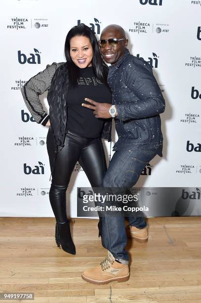 Salt of the hip-hop group Salt-N-Pepa and Musician Chauncey Black of the hip-hop group Blackstreet pose for a picture at the 2018 Tribeca Film...