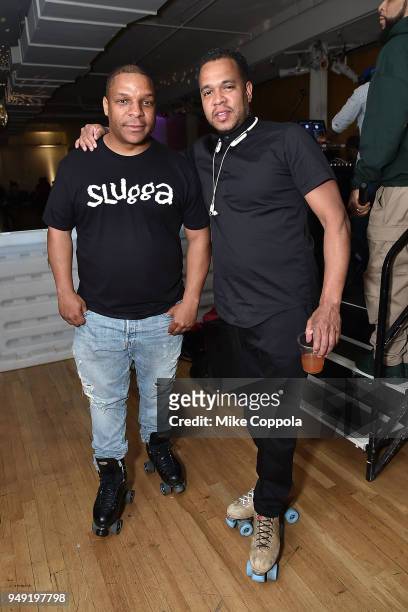 Vin Rock from Naughty By Nature and co-executive producer of United Skates, Johnny Nunez pose for a picture at the 2018 Tribeca Film Festival After...