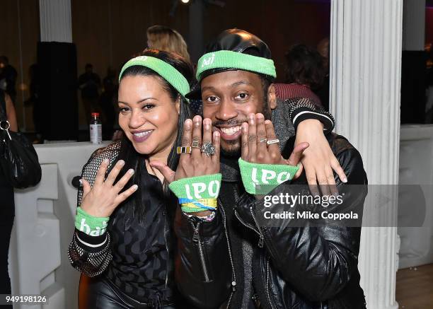 Salt of the hip-hop group Salt-N-Pepa and Mike Wavy pose for a picture at the 2018 Tribeca Film Festival after party for United Skates hosted by Bai...