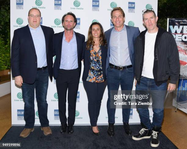 Thomas Linzey, Walton Goggins, Leila Conners, Mathew Schmid and Eric Avery attend Tree Media's salon for 'We The People 2.0' at Los Angeles Cleantech...