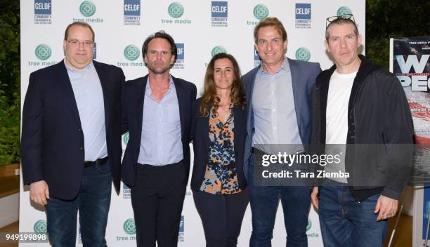 Thomas Linzey, Walton Goggins, Leila Conners, Mathew Schmid and Eric Avery attend Tree Media's salon for 'We The People 2.0' at Los Angeles Cleantech...