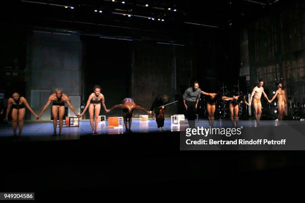 Director, Fondator and Choreographer Benjamin Millepied, Violonist Eric Crambes and Dancers of "Bach Studies acknowledge the applause of the audience...