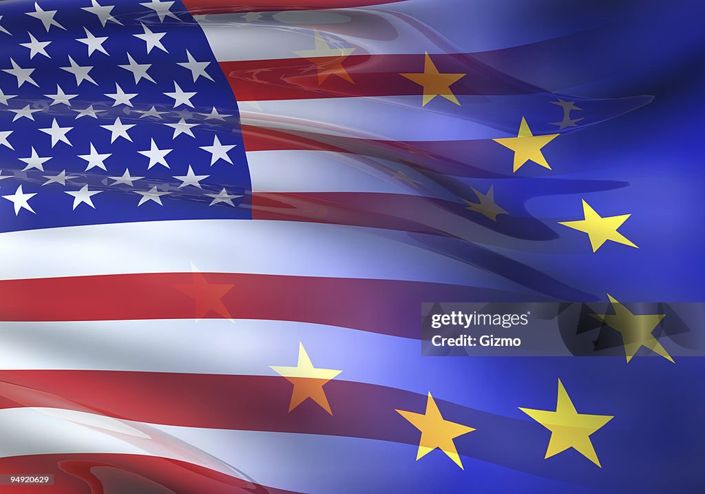 US - EU flag 3D