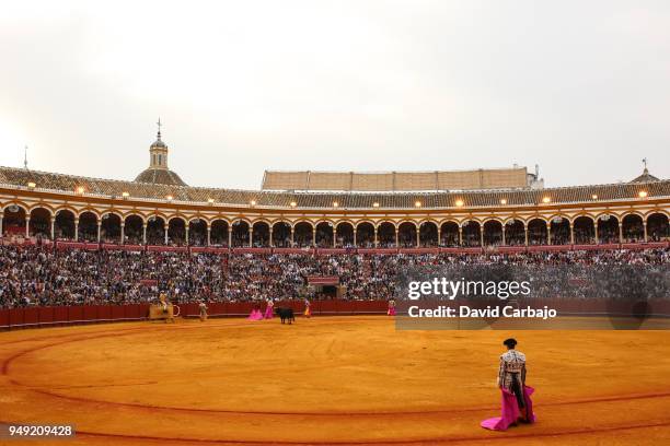 Bullfighters moments before bullfighting in the gang yard on April 20, 2018 in Seville, Spain.