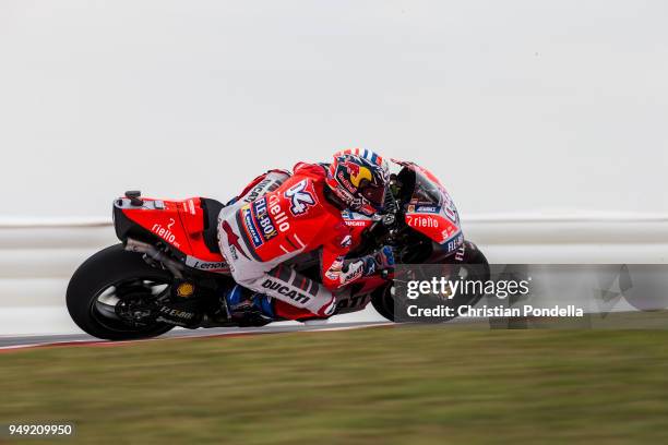 Andrea Dovizioso of Italy rounds the bend during the MotoGP Red Bull U.S. Grand Prix of The Americas - Free Practice 1 at Circuit of The Americas on...