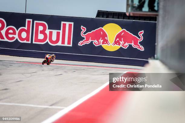 Dani Pedrosa of Spain rounds the bend during the MotoGP Red Bull U.S. Grand Prix of The Americas - Free Practice 2 at Circuit of The Americas on...