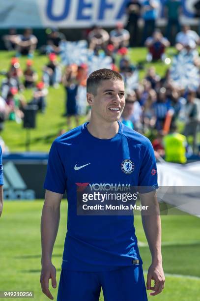 Jacob Maddox of Chelsea FC looks on during the semi-final football match between Chelsea FC and FC Porto of UEFA Youth League at Colovray Sports...