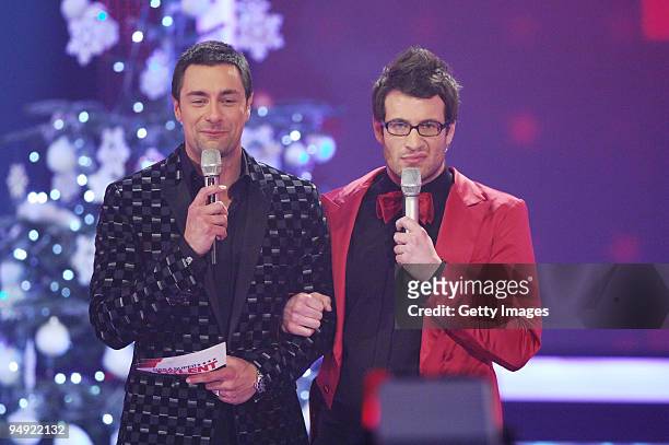 Marco Schreyl , Daniel Hartwich performs during the finals of the TV show 'Das Supertalent' on December 19, 2009 in Cologne, Germany.