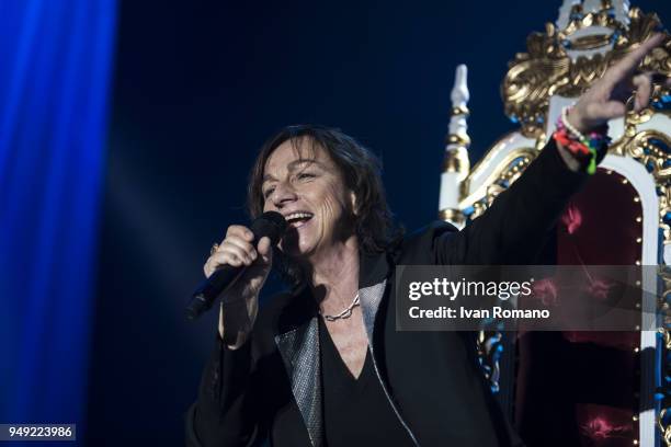 The italian singer Gianna Nannini performs on stage of Palasele for her "Fenomenale" Tour on April 19, 2018 in Eboli, Italy.