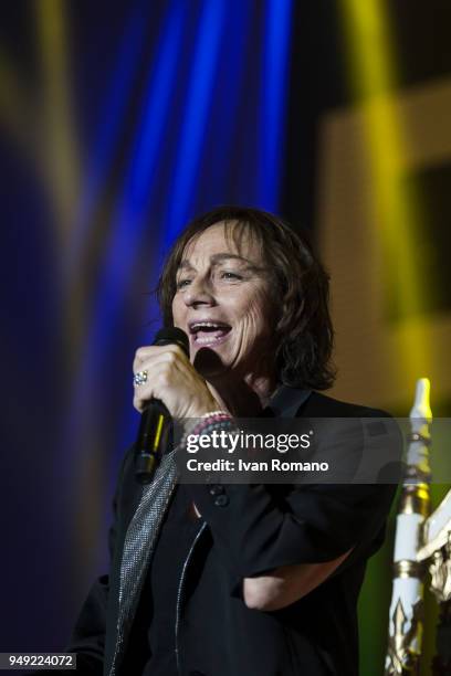 The italian singer Gianna Nannini performs on stage of Palasele for her "Fenomenale" Tour on April 19, 2018 in Eboli, Italy.