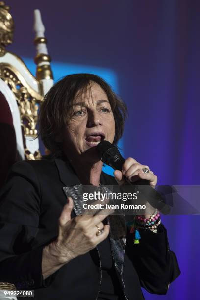 The italian singer Gianna Nannini performs on stage of Palasele for her "Fenomenale" Tour on April 19, 2018 in Eboli, Italy.