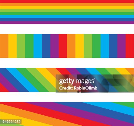 Four Rainbow Striped Banners Four Rainbow Striped Banners
