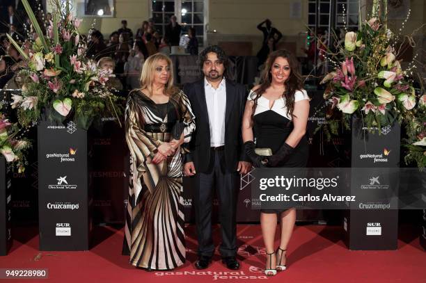 Dolores Montoya 'La Chispa' Luis Monge and Gema Monge attend 'Casi 40' premiere during the 21th Malaga Film Festival at the Cervantes Theater on...