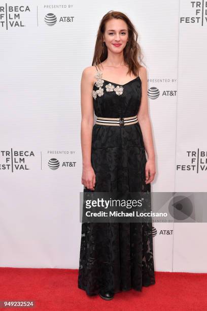 Actress Viky Papadopoulou attends the screening of "Smuggling Hendrix" during the Tribeca Film Festival at Cinepolis Chelsea on April 20, 2018 in New...