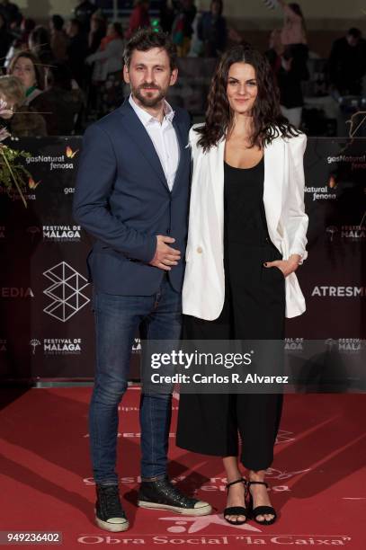 Actress Melina Matthews and actor Raul Arevalo attend 'Casi 40' premiere during the 21th Malaga Film Festival at the Cervantes Theater on April 20,...